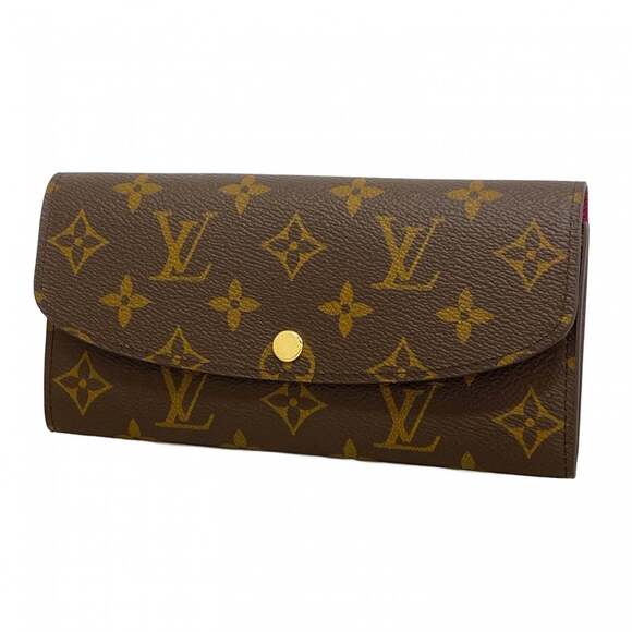 Louis Vuitton Monogram Portefeuille Emilie Long Wallet M60697 Brown Fuchsia W...